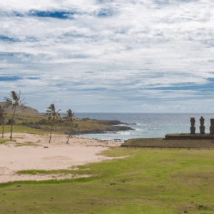 Spiaggia di Anakena e Ahu Nau Nau a Rapa Nui, Isola di Pasqua